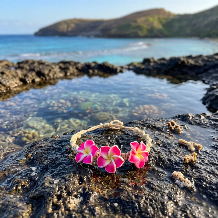 Bliss Plumeria Magenta Friendship Bracelet - Made in Hawaii