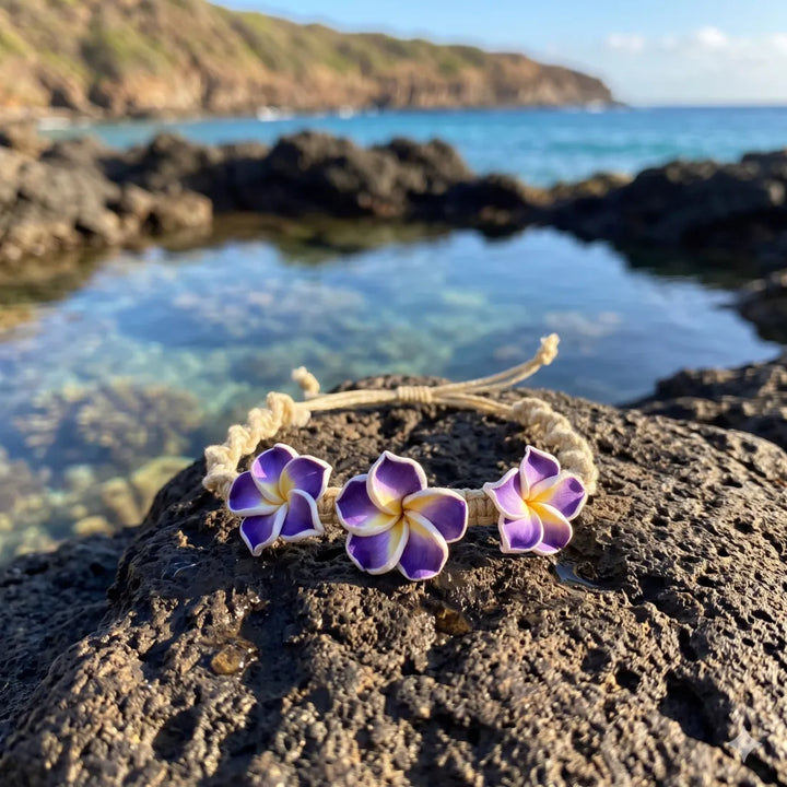 Bliss Plumeria Purple Friendship Bracelet - Made in Hawaii