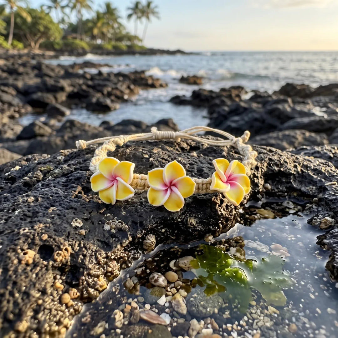 Bliss Plumeria Yellow Friendship Bracelet - Made in Hawaii