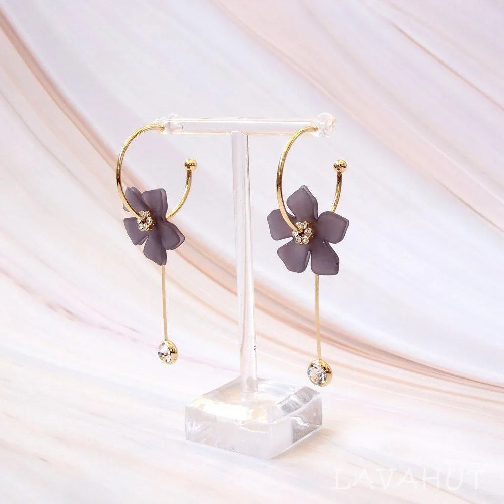 Blooming Lilac Dangle Hoop Earrings - Made In Hawaii