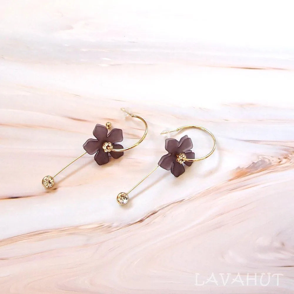 Blooming Lilac Dangle Hoop Earrings - Made In Hawaii