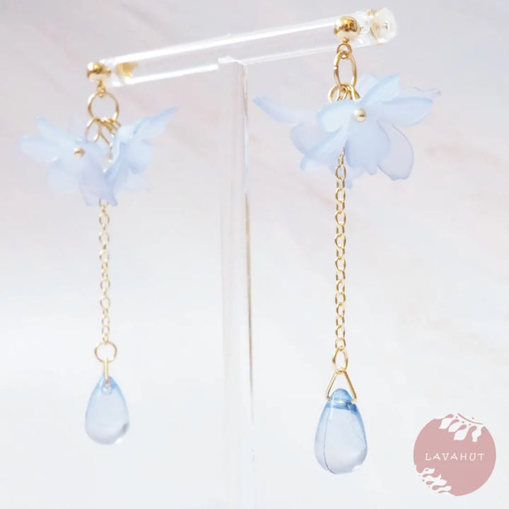 Blue Dreamy Drop Floral Earrings - Made in Hawaii