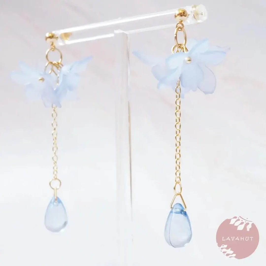 Blue Dreamy Drop Floral Earrings - Made in Hawaii