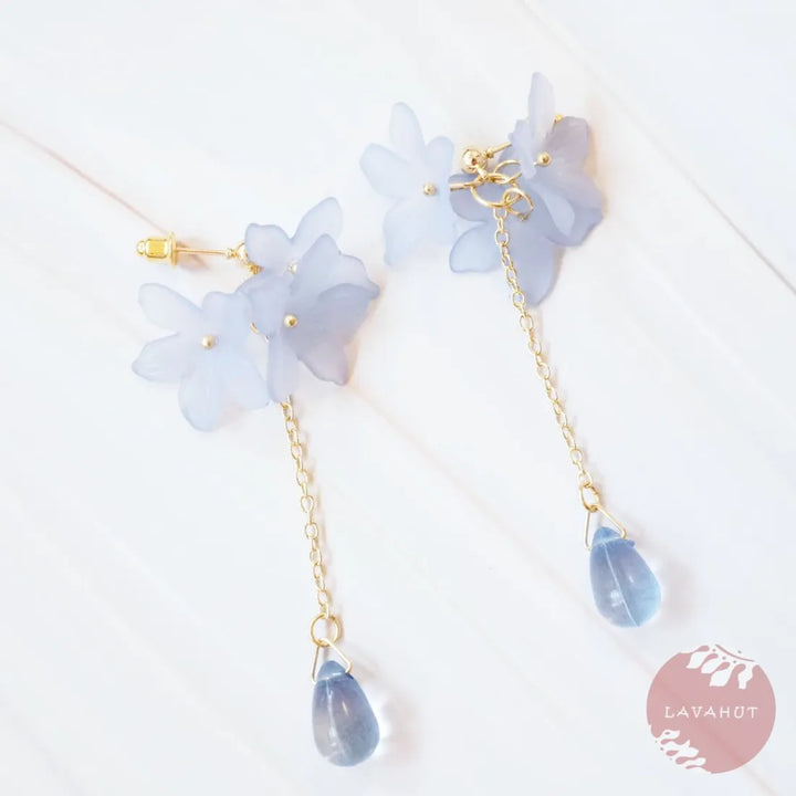 Blue Dreamy Drop Floral Earrings - Made in Hawaii