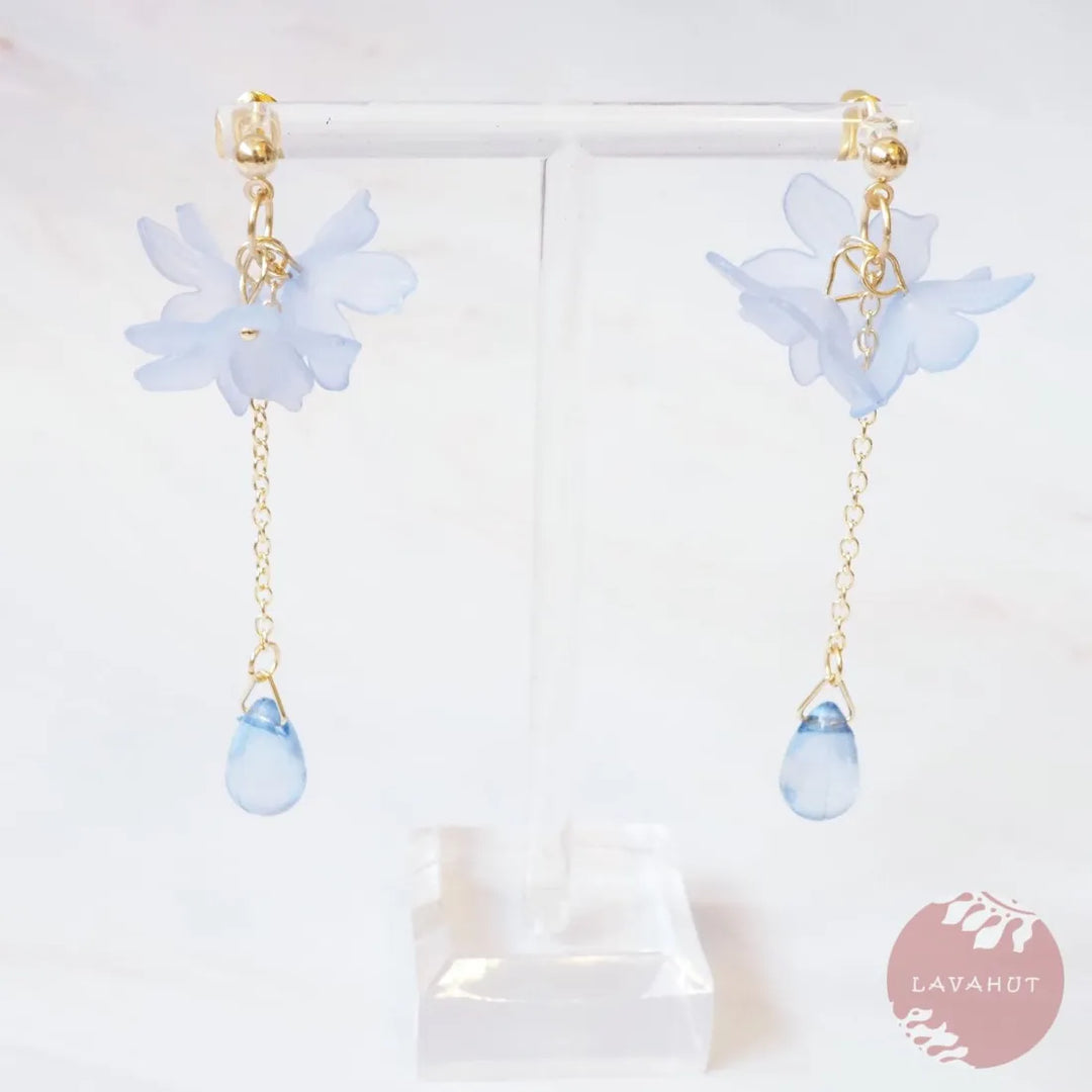 Blue Dreamy Drop Floral Earrings - Made in Hawaii