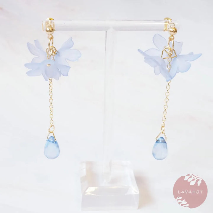 Blue Dreamy Drop Floral Earrings - Made in Hawaii