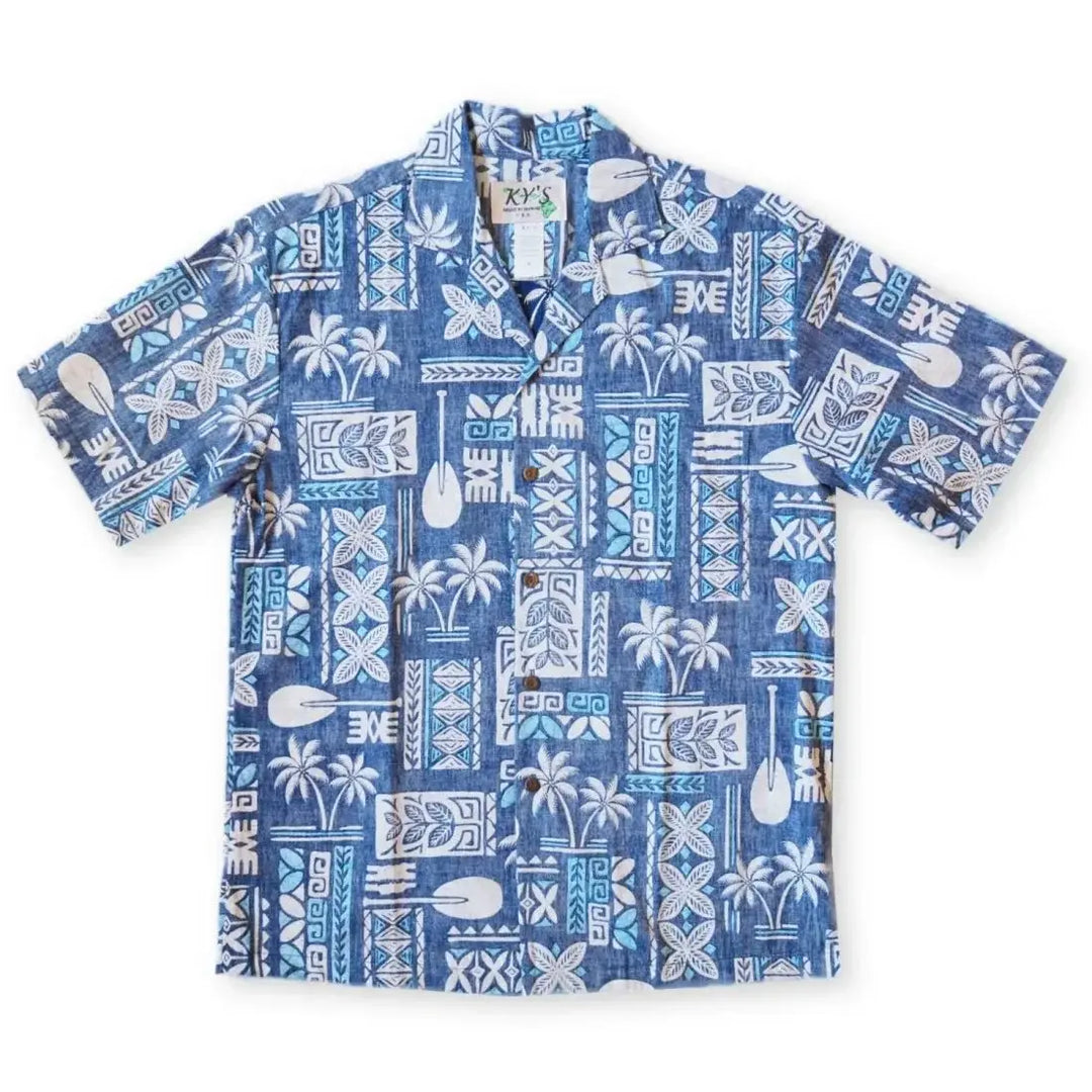 Blue Expedition Hawaiian Reverse Shirt Made in Hawaii