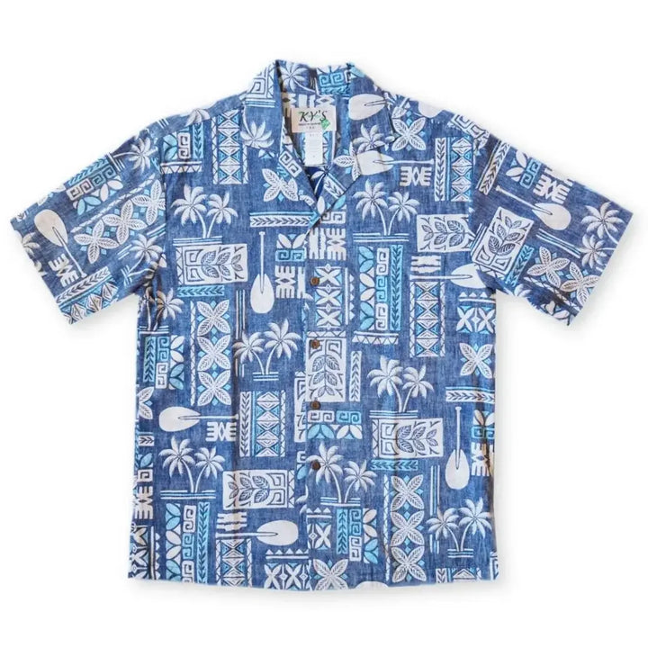 Blue Expedition Hawaiian Reverse Shirt Made in Hawaii