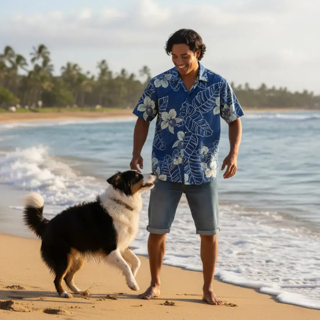 Ka’anapali Blue Hawaiian Cotton Shirt - Made in Hawaii