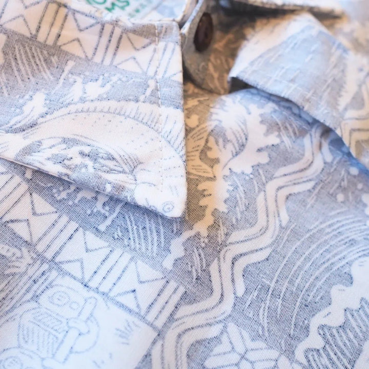 Blue Haleakala Sky Hawaiian REVERSE Shirt – Authentic Hawaiian Reverse Men's Shirts by Lavahut