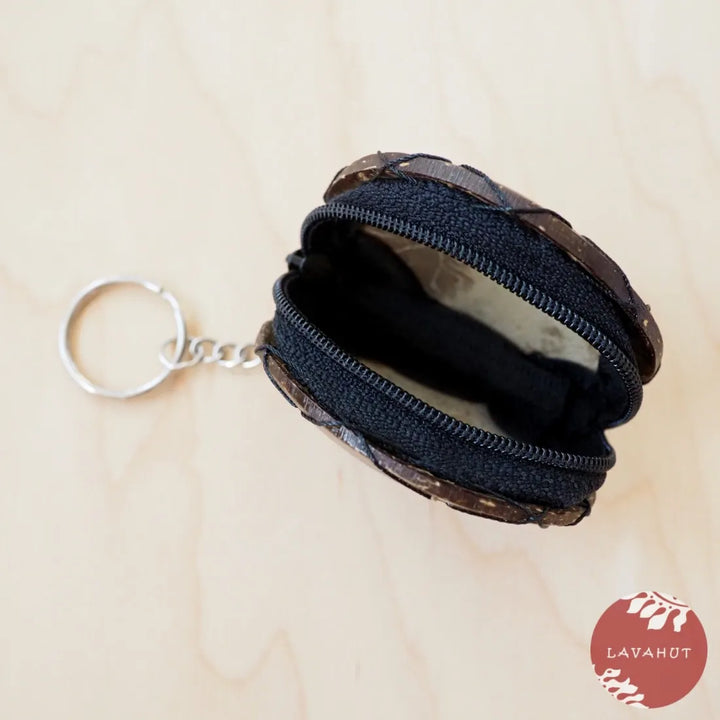 Blue Hibiscus Coconut Coin Purse + Keychain - Made in Hawaii