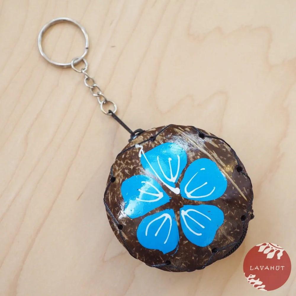 Blue Hibiscus Coconut Coin Purse + Keychain - Made in Hawaii