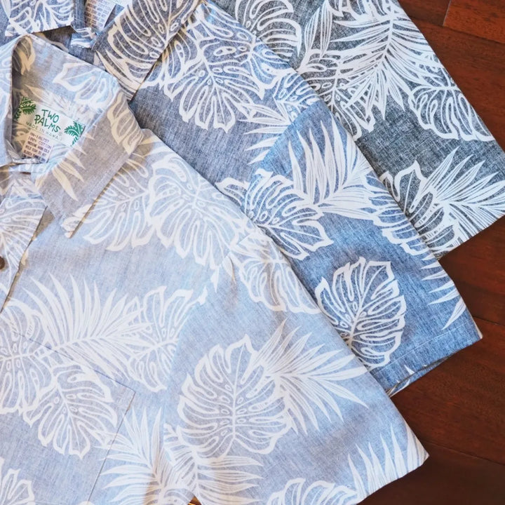 Blue Leaf Hawaiian Reverse Shirt - Made in Hawaii