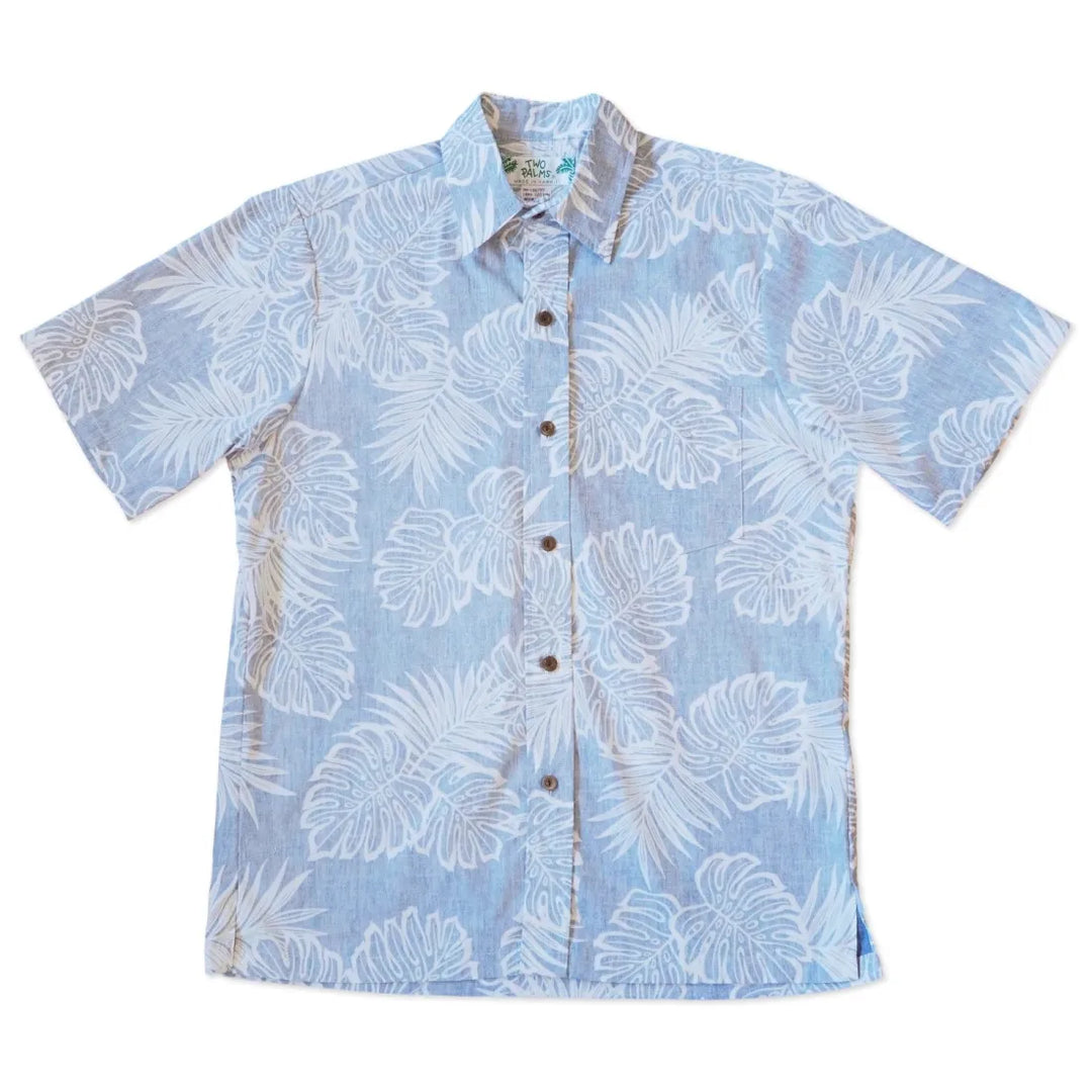 Blue Leaf Hawaiian Reverse Shirt - Made in Hawaii