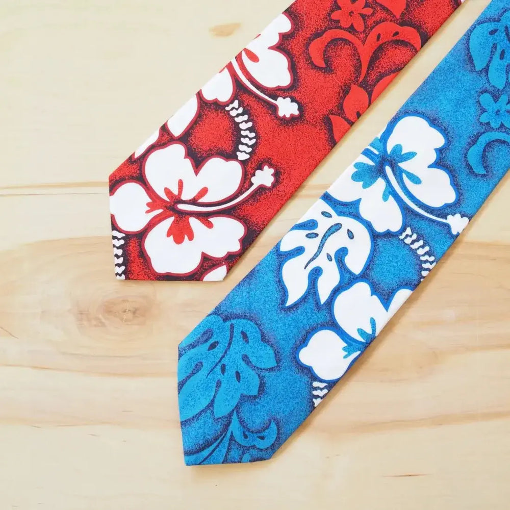 Blue Makena Hawaiian Necktie - Made in Hawaii