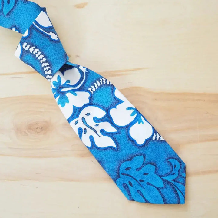 Blue Makena Hawaiian Necktie - Made in Hawaii