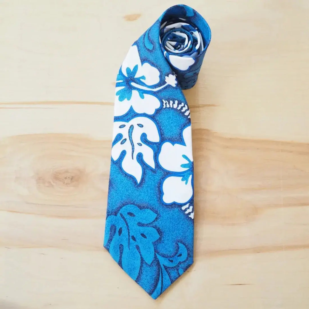 Blue Makena Hawaiian Necktie - Made in Hawaii