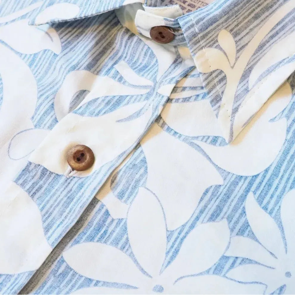 Blue Nanakuli Hawaiian Reverse Shirt - Made in Hawaii