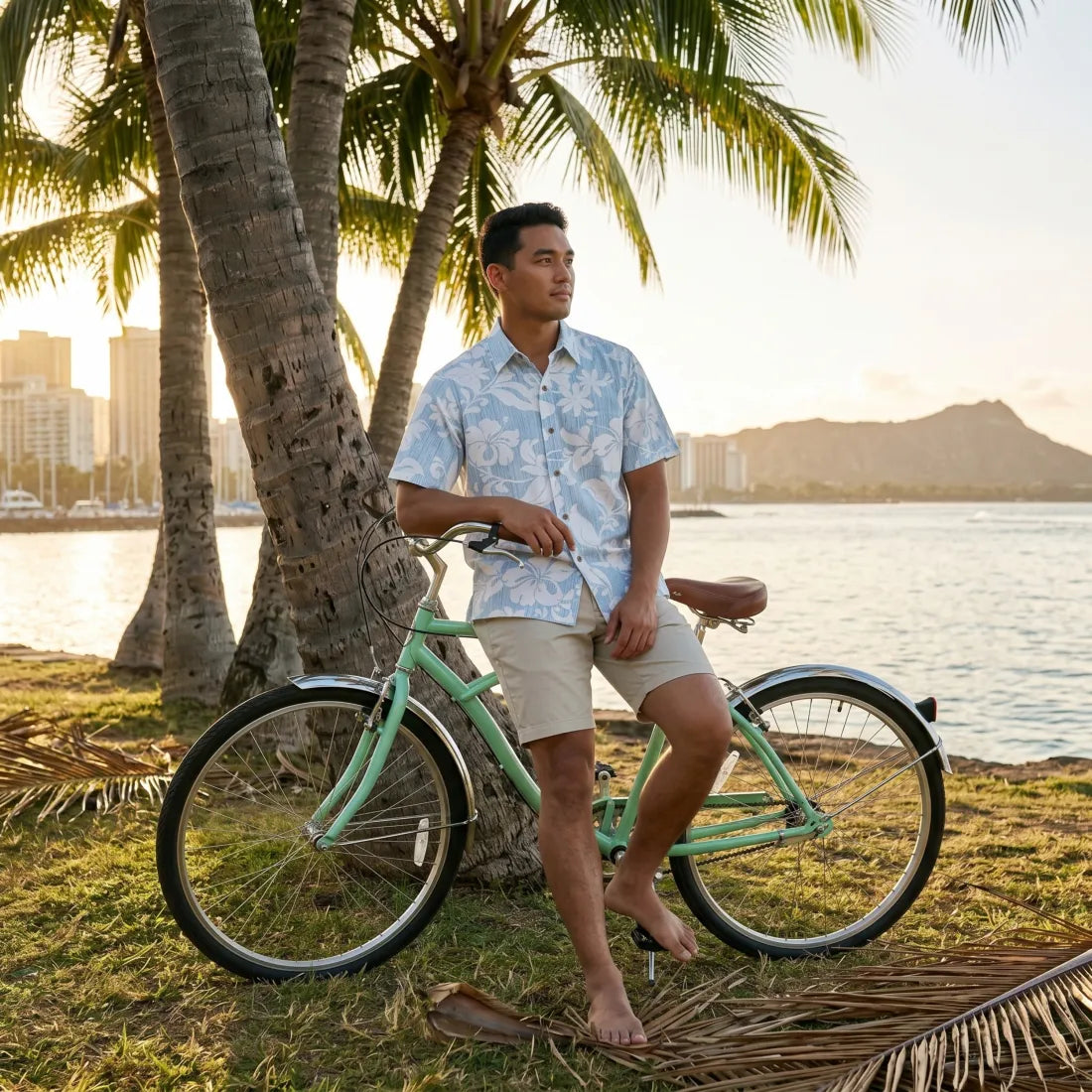 Blue Nanakuli Hawaiian Reverse Shirt - Made in Hawaii