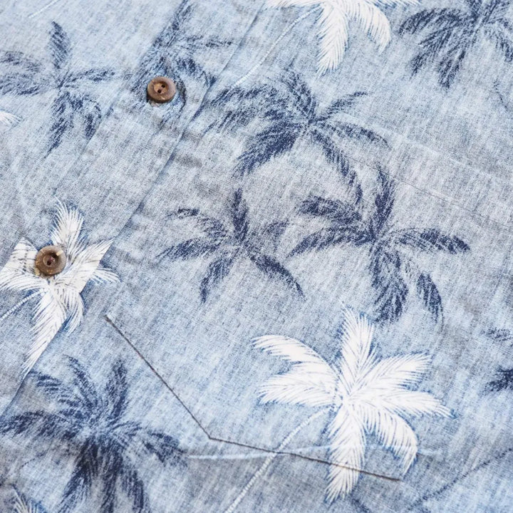 Blue Palm Beach Hawaiian Reverse Shirt - Made in Hawaii