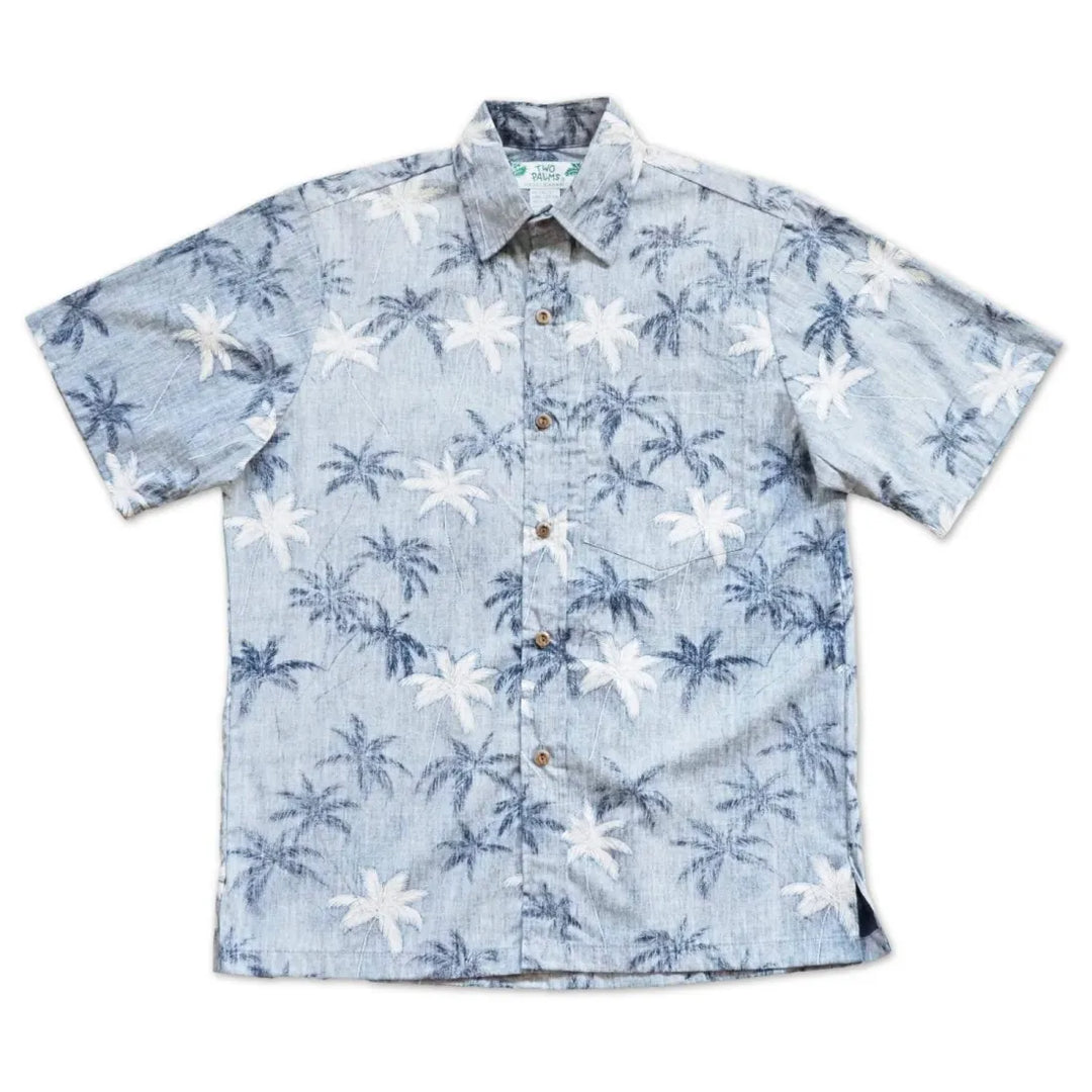 Blue Palm Beach Hawaiian Reverse Shirt - Made in Hawaii