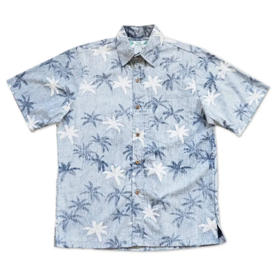 Blue Palm Beach Hawaiian Reverse Shirt - Made In Hawaii
