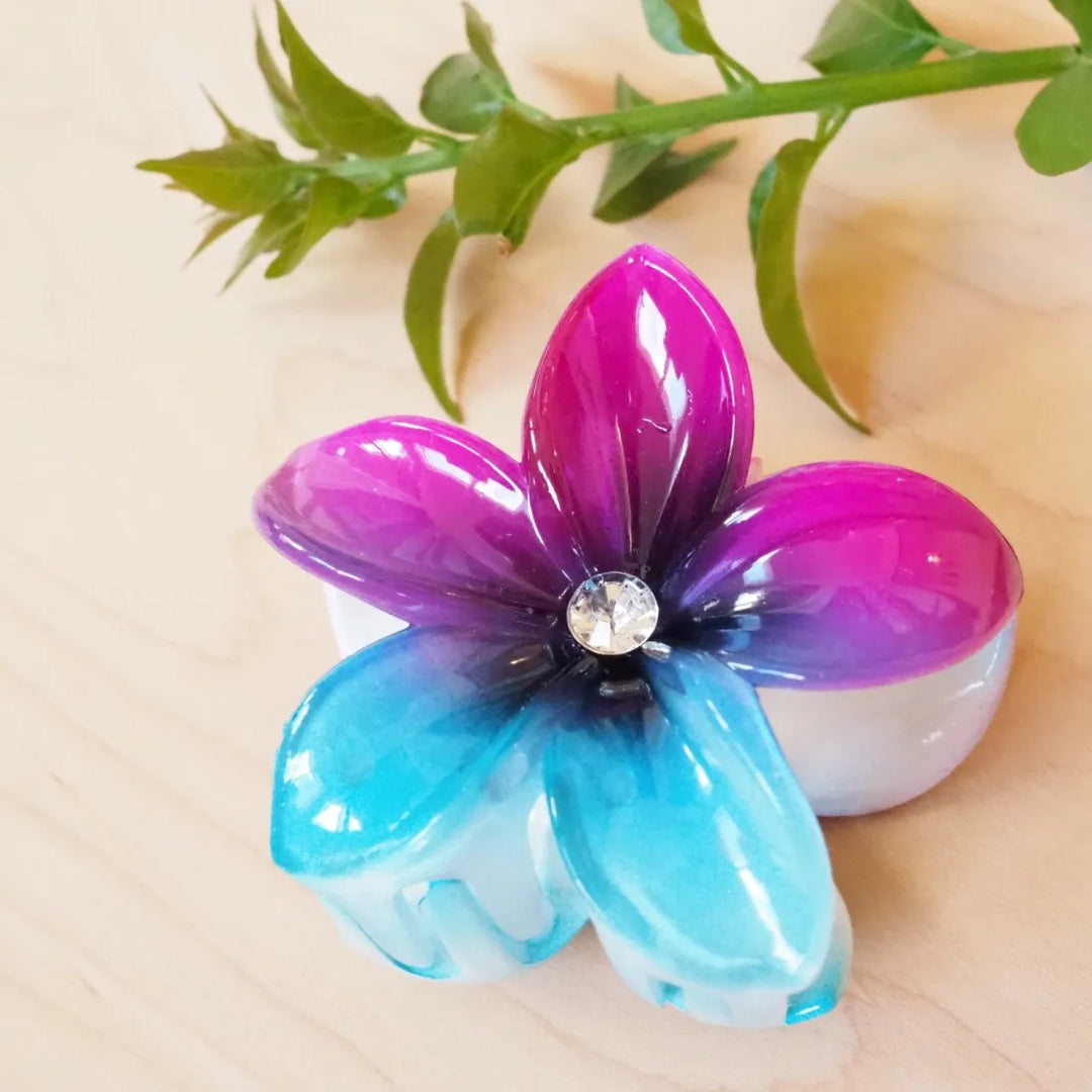 Blue Plumeria Hawaiian Hair Claw - Made in Hawaii