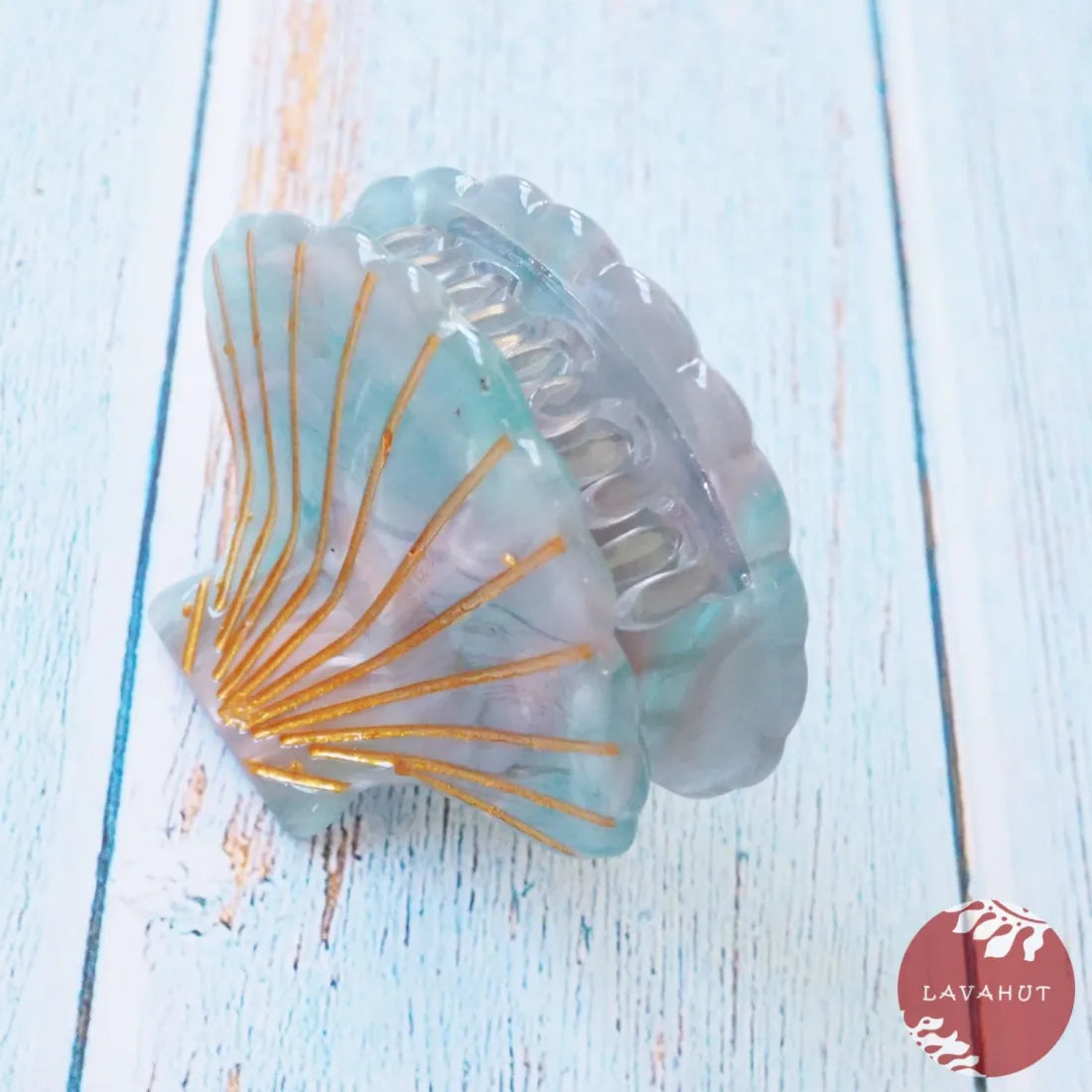 Blue Seashell Hawaiian Hair Claw - Made In Hawaii