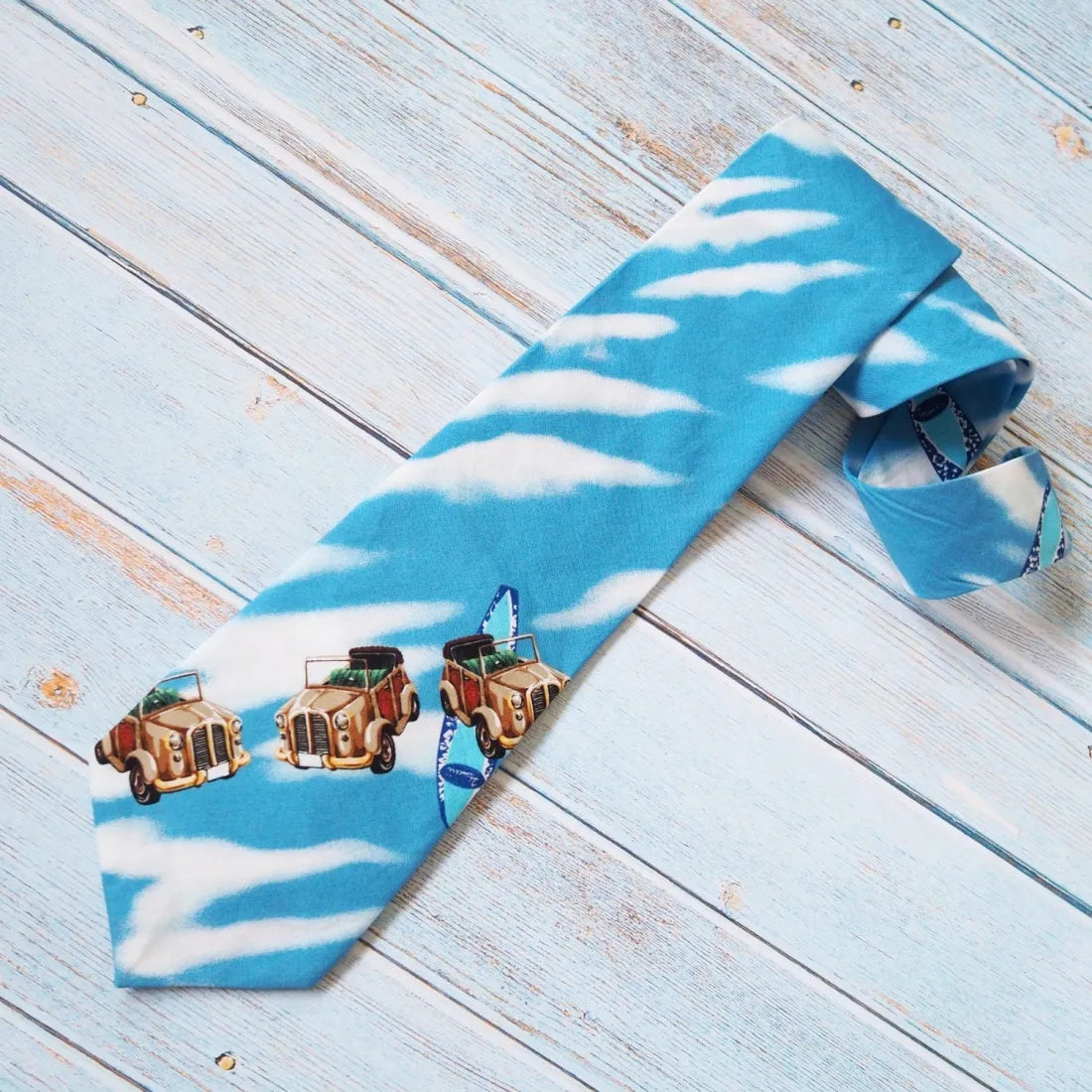 Blue Woodie Cruiser Hawaiian Necktie - Made In Hawaii