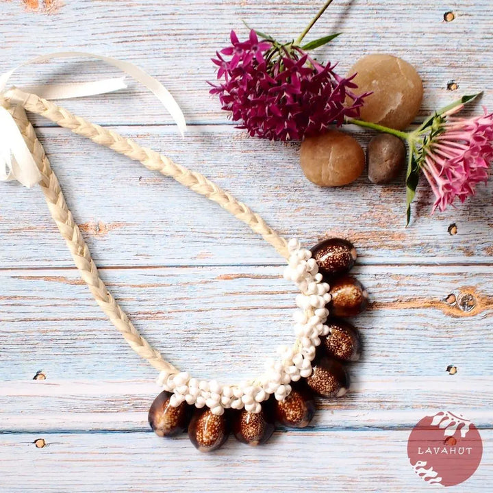 Brown Cowry Seashell Hawaiian Necklace - Made in Hawaii