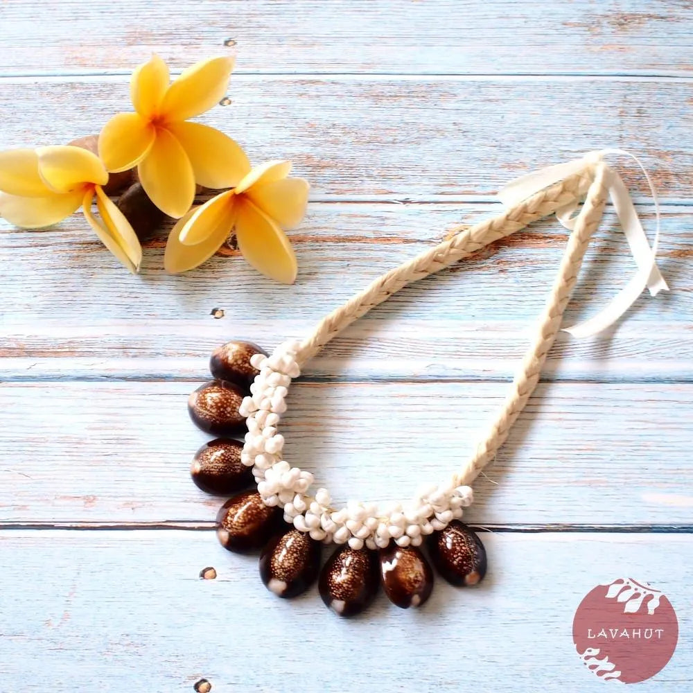 Brown Cowry Seashell Hawaiian Necklace - Made In Hawaii
