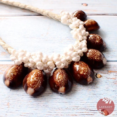 Brown Cowry Seashell Hawaiian Necklace - Made In Hawaii
