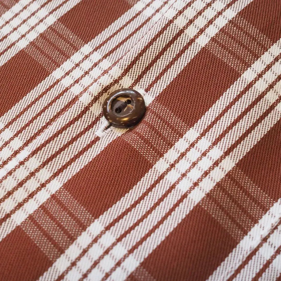 Palaka Brown Hawaiian Cotton Shirt - Made in Hawaii