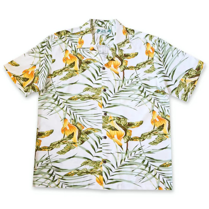 Calla White Hawaiian Rayon Shirt - Made in Hawaii