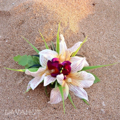 Cattleya Cream Hawaiian Flower Hair Clip - Made In Hawaii