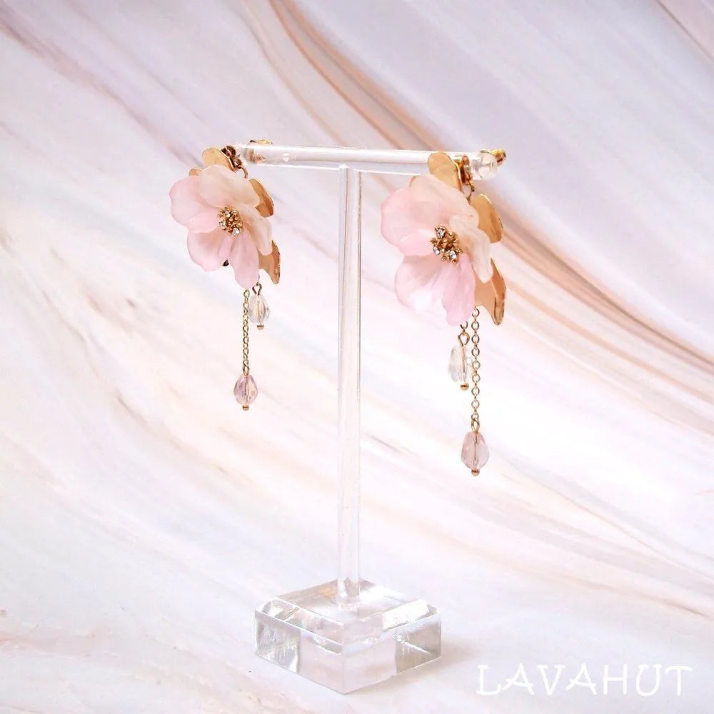 Chandelier Pink Crystal Earrings - Made In Hawaii
