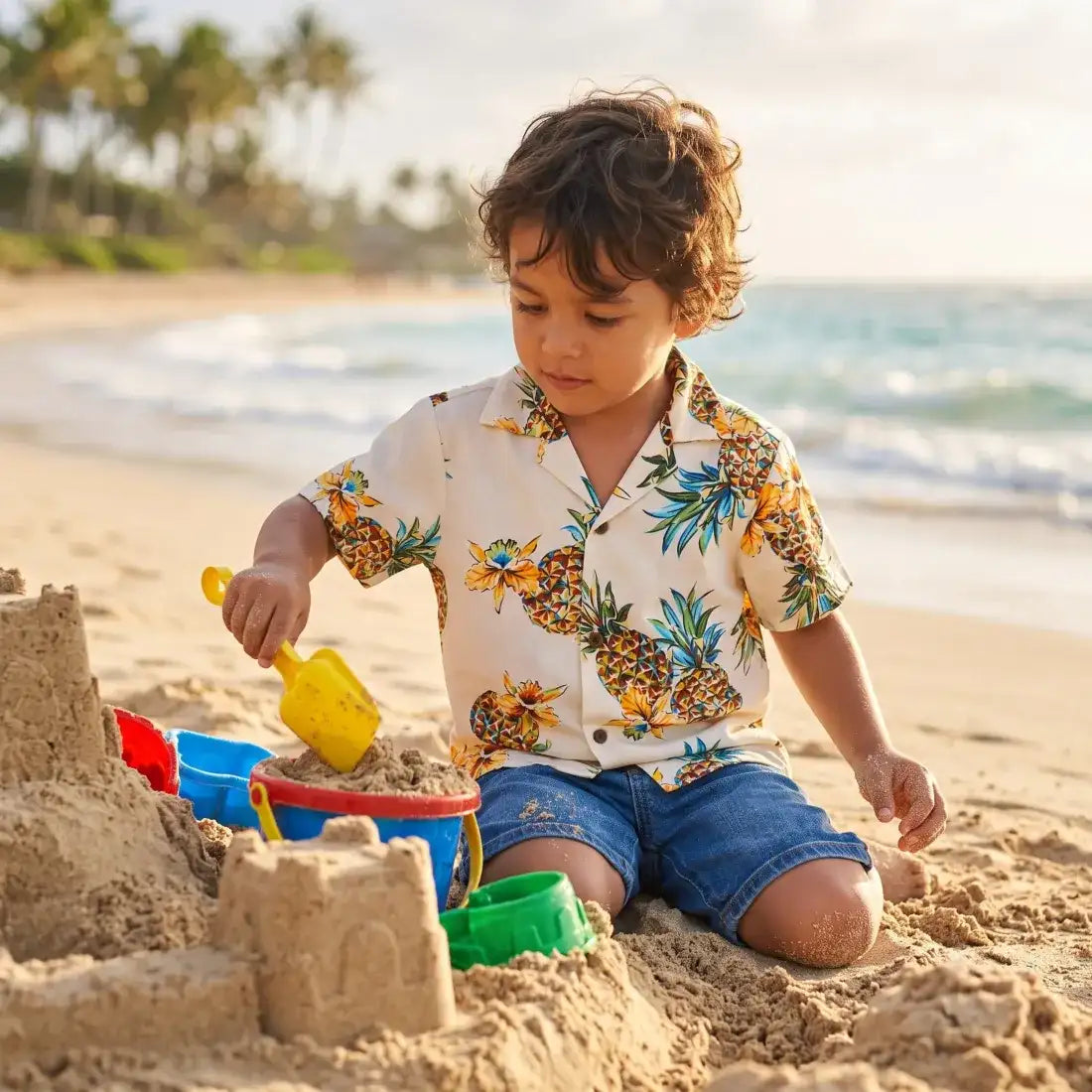Pineapple Cream Hawaiian Boy Shirt - Made in Hawaii