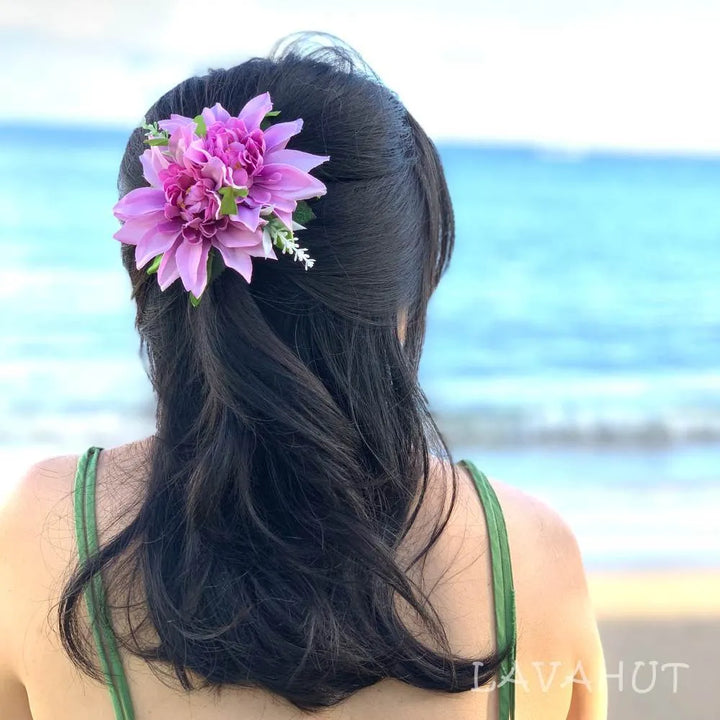 Chrysanthemum Purple Hawaiian Flower Hair Clip - Made in Hawaii