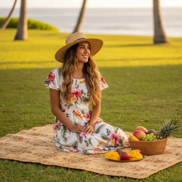Cloud Cream Malia Hawaiian Dress - Made in Hawaii