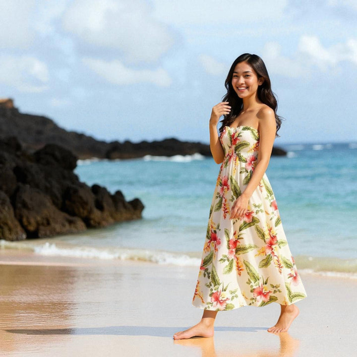 Cloud Cream Maxi Hawaiian Dress - Made in Hawaii