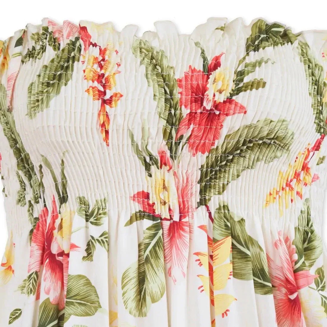 Cloud Cream Maxi Hawaiian Dress for Summer Style Cloud Cream Maxi Hawaiian Dress for Summer Style
