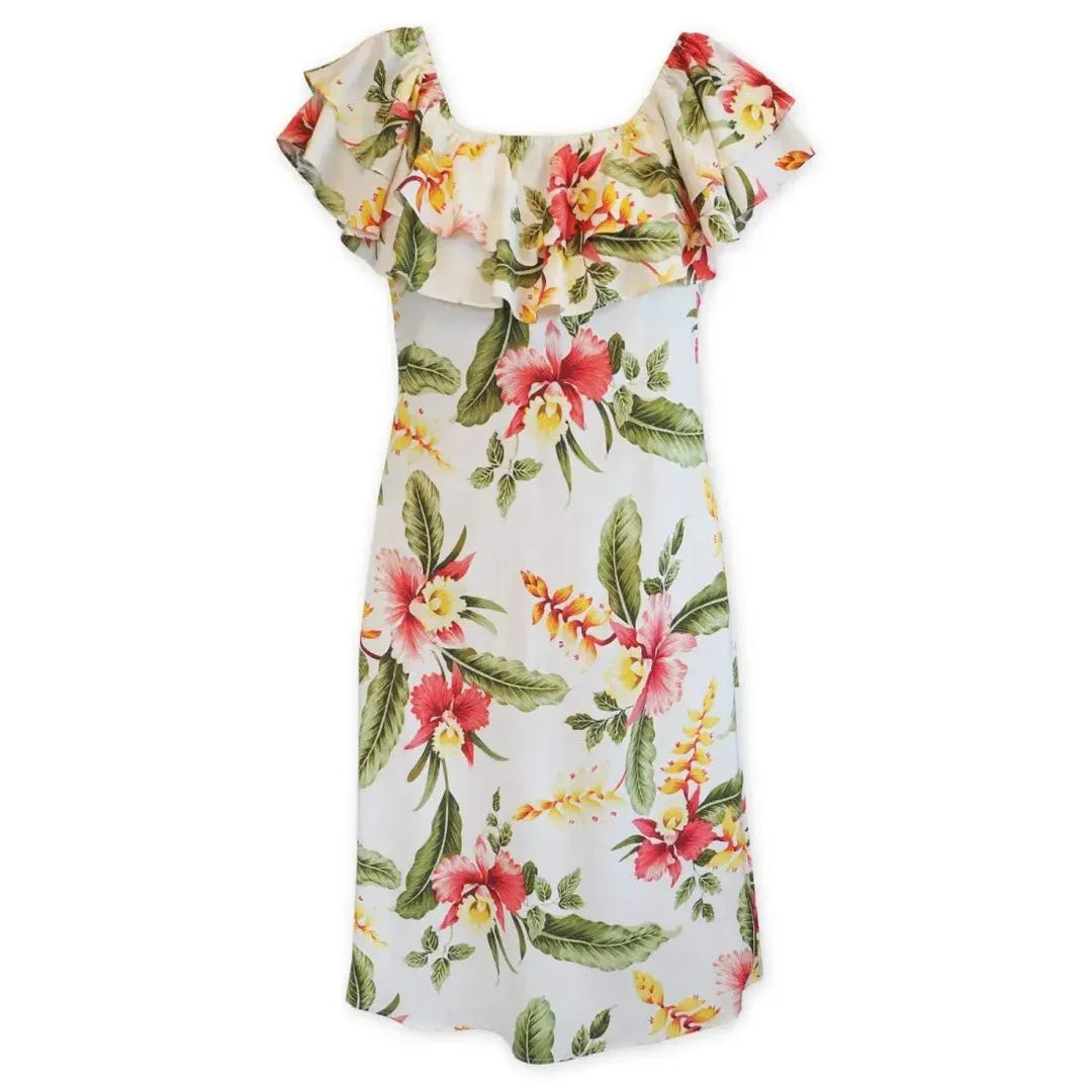 Cloud Cream Rainbow Hawaiian Dress for All Occasions XL / Cream Cloud Cream Rainbow Hawaiian Dress for All Occasions XL / Cream