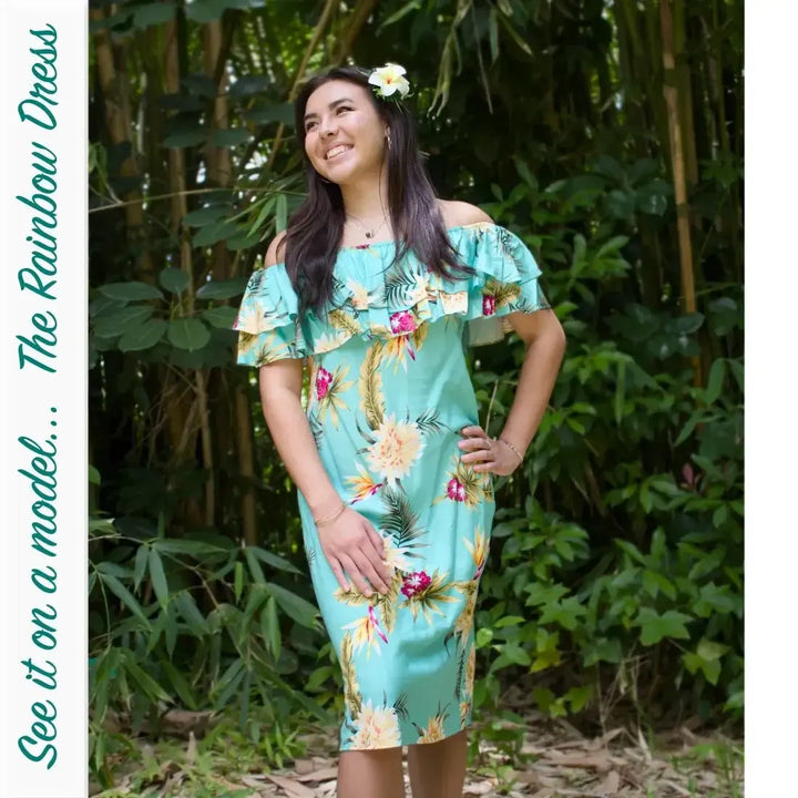 Cloud Cream Rainbow Hawaiian Dress Made in Hawaii