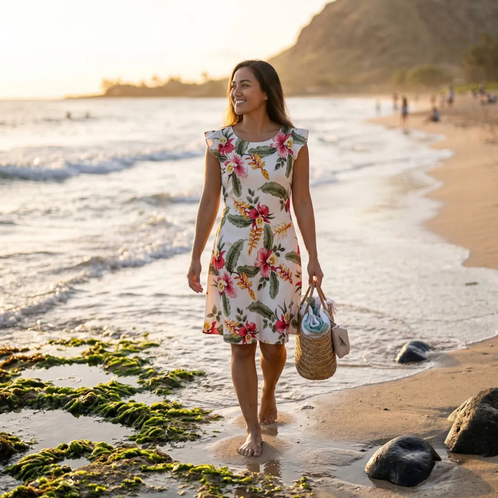Cloud Cream Xoxo Hawaiian Dress - Made in Hawaii