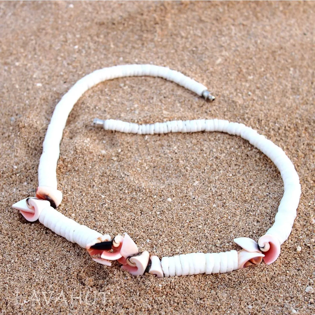 Coral Chip Puka Hawaiian Necklace - Made in Hawaii