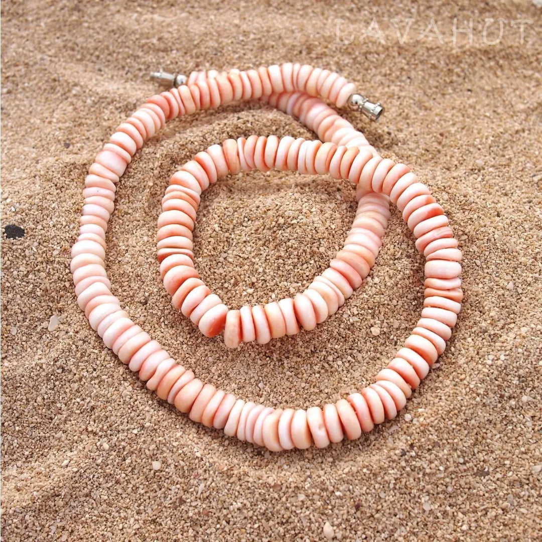 Coral Puka Hawaiian Necklace - Made in Hawaii