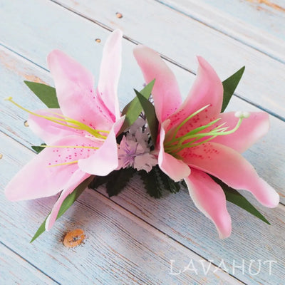 Cotton Candy Paint The Lily Hawaiian Flower Hair Clip - Made In Hawaii