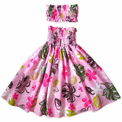 Cotton Candy Pink Girl’s Pau Hawaiian Hula Skirt Set - Girl’s Pau Hula Skirt