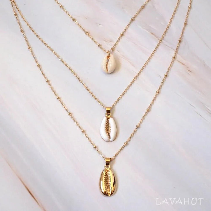 Cowry Seashell Layered Hawaiian Necklace – Authentic Hawaiian Necklaces by Lavahut