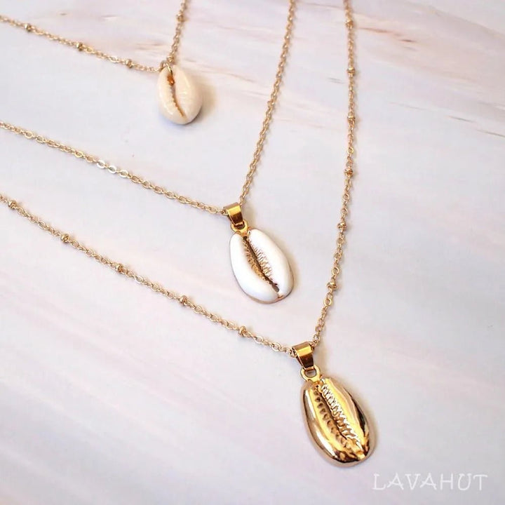Cowry Seashell Layered Hawaiian Necklace – Authentic Hawaiian Necklaces by Lavahut